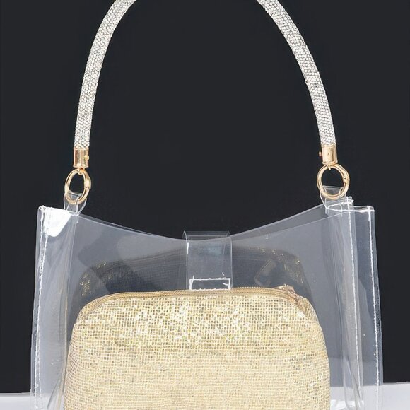Clear Small Hobo Bag W/rhinestone Handle - Picture 6 of 7
